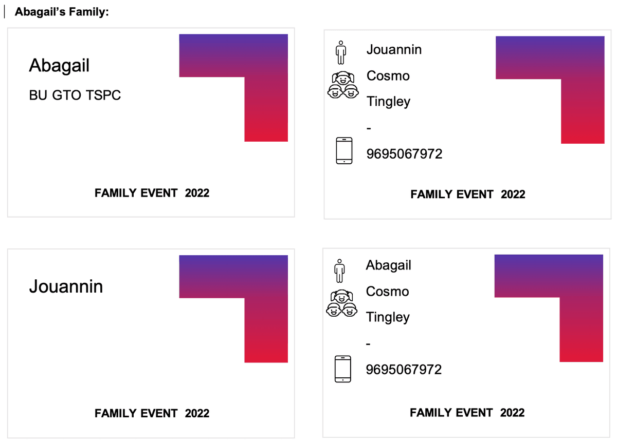 ID-Ausweise für Familienveranstaltungen ID-Ausweise für Familienveranstaltungen